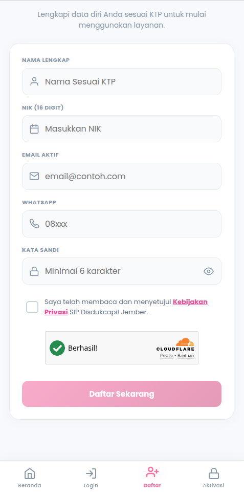 Screenshot Pendaftaran 2